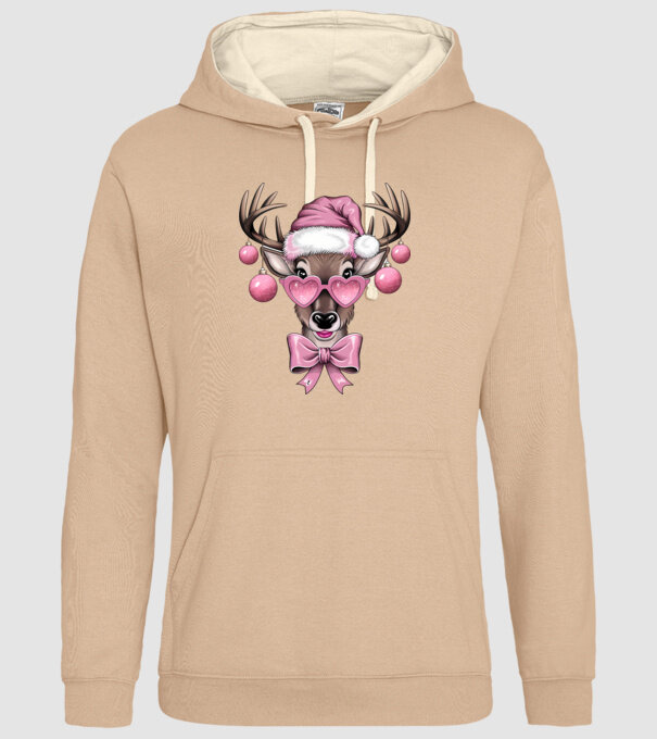 Pink Xmas Reindeer model nisipiu pe tricou