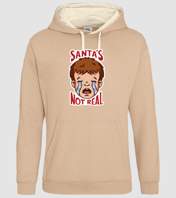 Santa's Not Real copil plângând model nisipiu pe tricou
