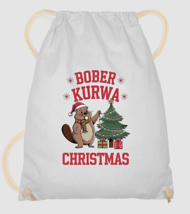 Bober Kurwa Christmas 3 model alb pe tricou