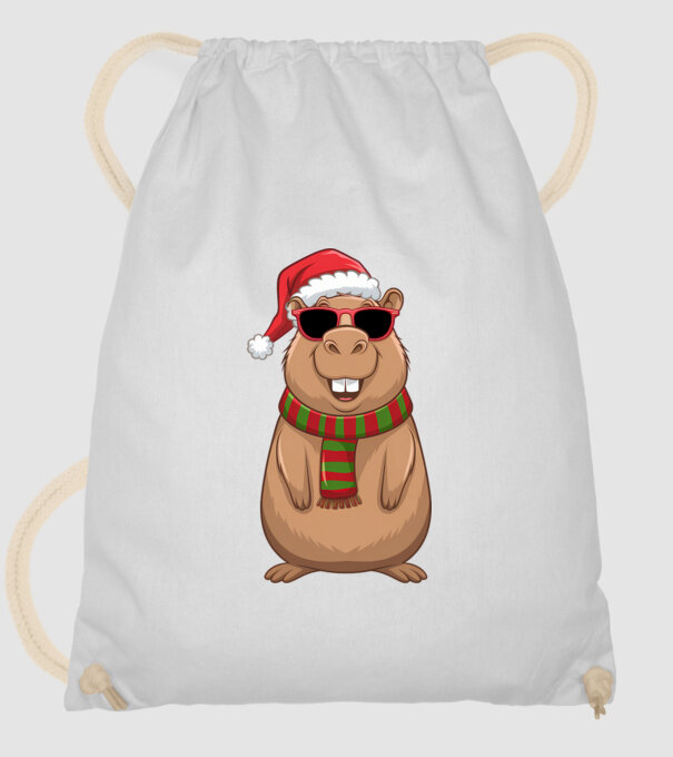 Crăciunul capybara model alb pe tricou