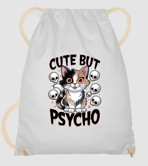 Cute, but Psycho pisică Alb model alb pe tricou