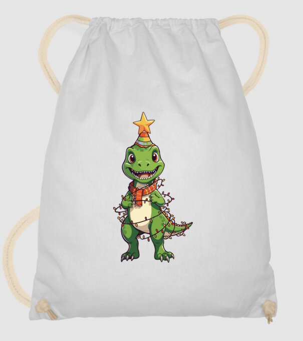 dinozaur pom de Crăciun model alb pe tricou