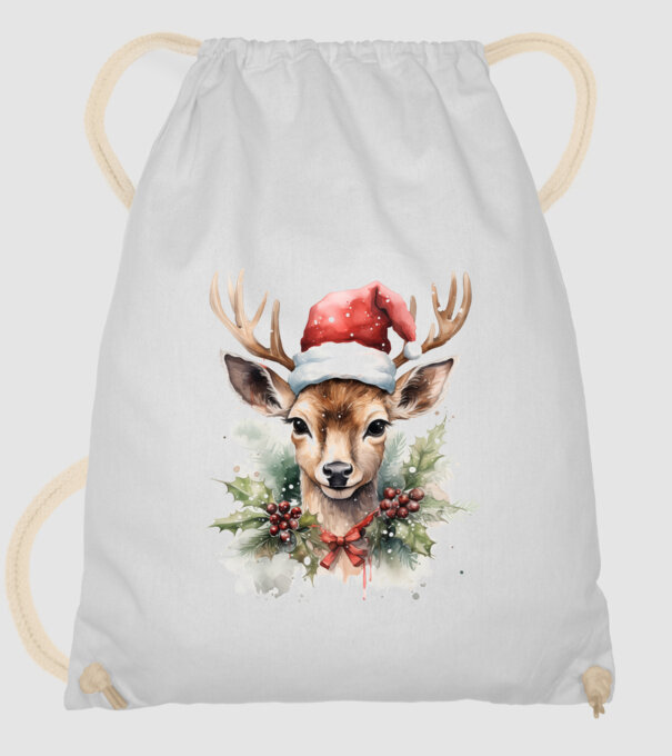 Festive Reindeer model alb pe tricou