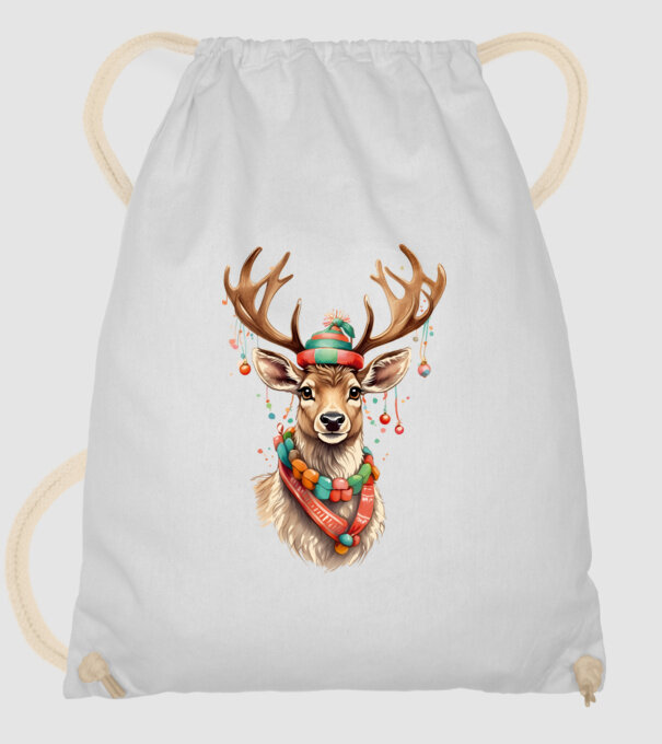 Festive Reindeer model alb pe tricou