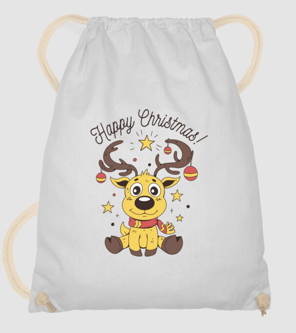 Happy Christmas Reindeer Alb model alb pe tricou