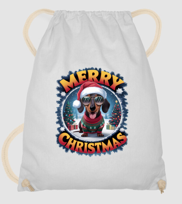 Merry Christmas Teckel model alb pe tricou