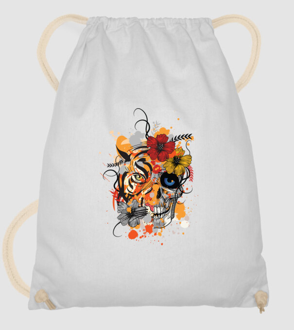 Craniu de tigru abstract model alb pe tricou