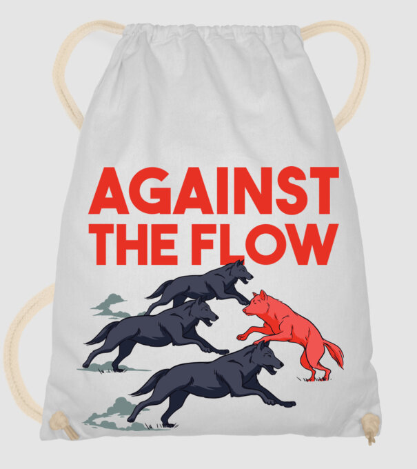 Against the flow - Împotriva curentului model alb pe tricou
