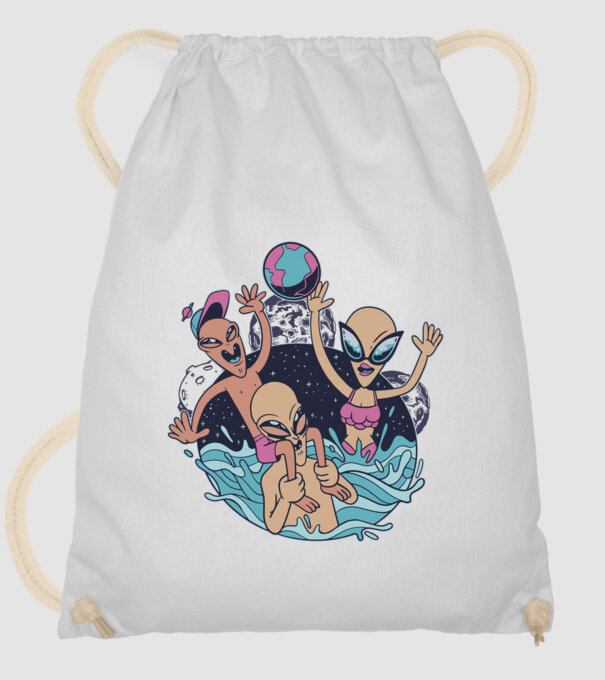 Alien Familie ștrand model alb pe tricou