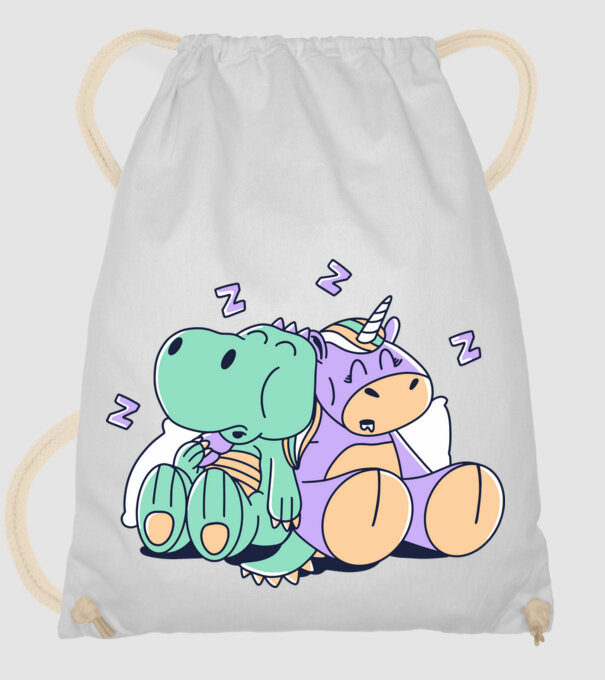 Unicorn adormit și T-rex model alb pe tricou