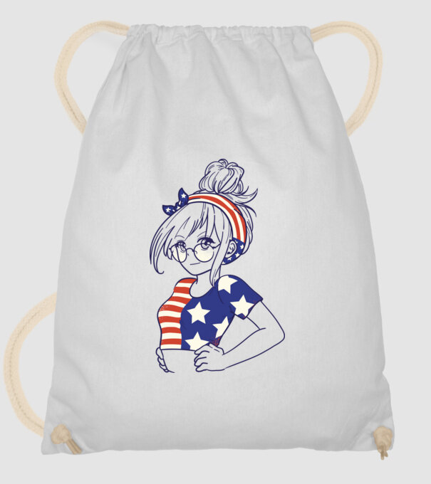 fată Americană Anime model alb pe tricou
