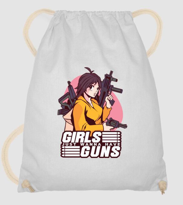 Anime fată cu armă model alb pe tricou