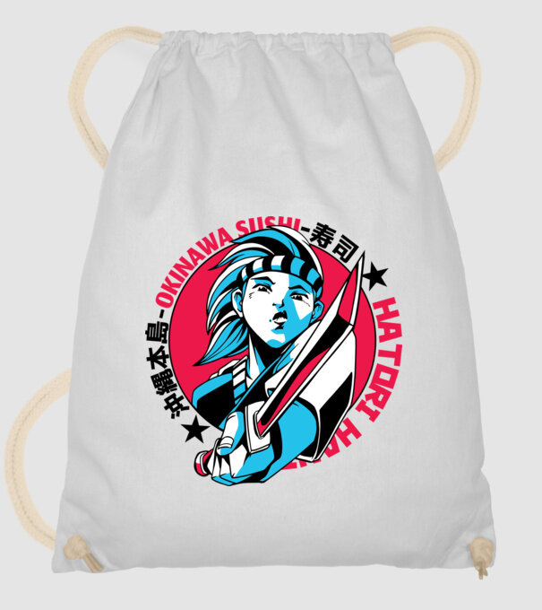 Fată Anime cu sabie model alb pe tricou