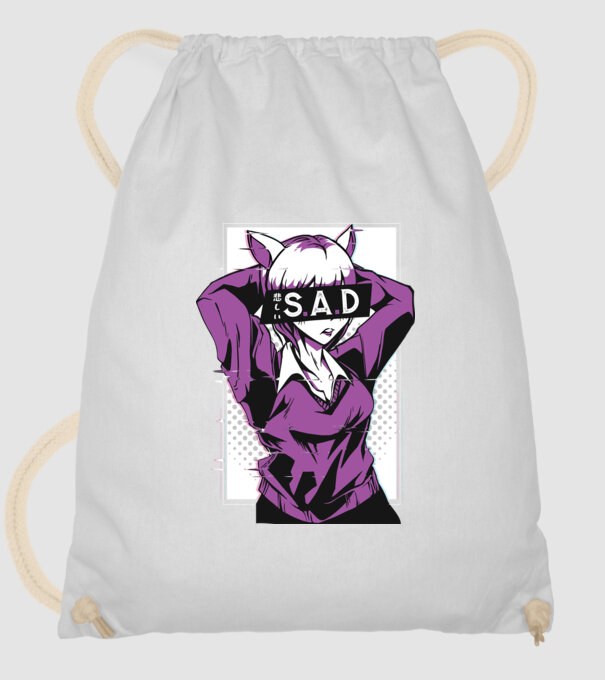 Anime fată tristă model alb pe tricou