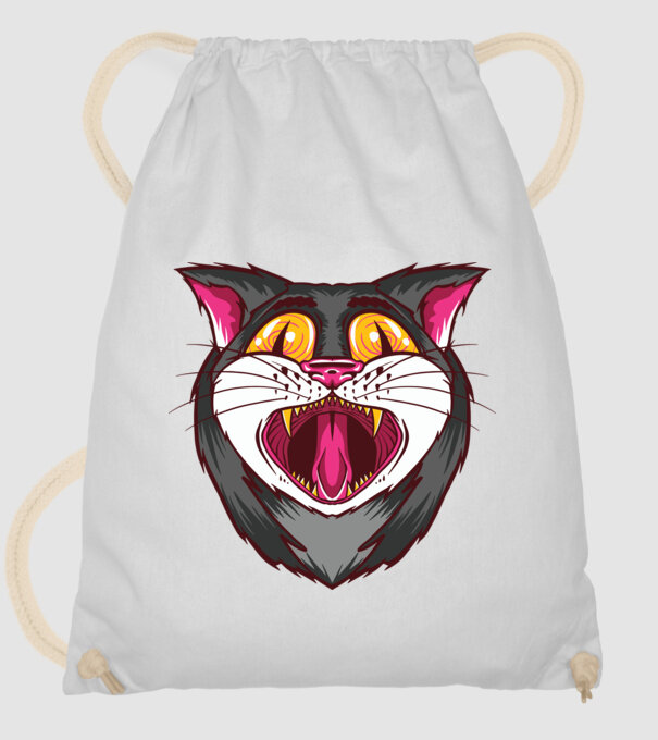 Pisică care cască model alb pe tricou