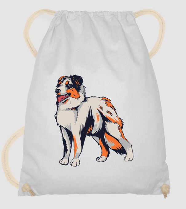Câine ciobănesc Australian model alb pe tricou