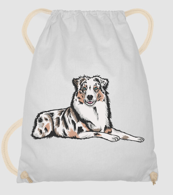 Câine ciobănesc Australian model alb pe tricou