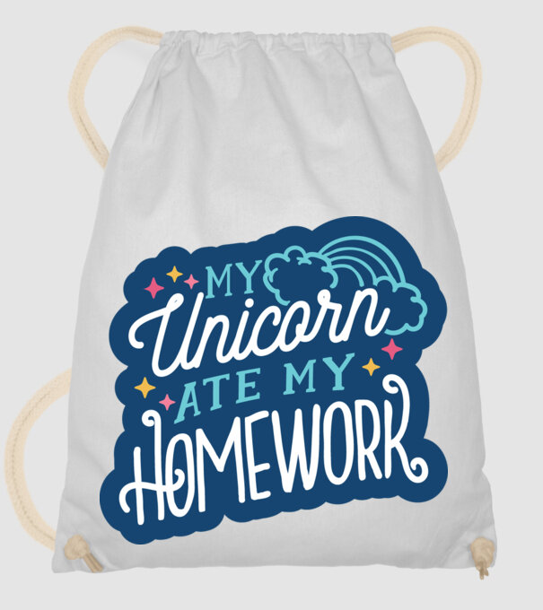 Unicornul meu mi-a mâncat tema de casă model alb pe tricou