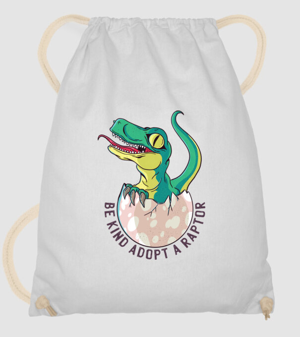 Be kind adopt a Raptor tricou cu dinozaur model alb pe tricou