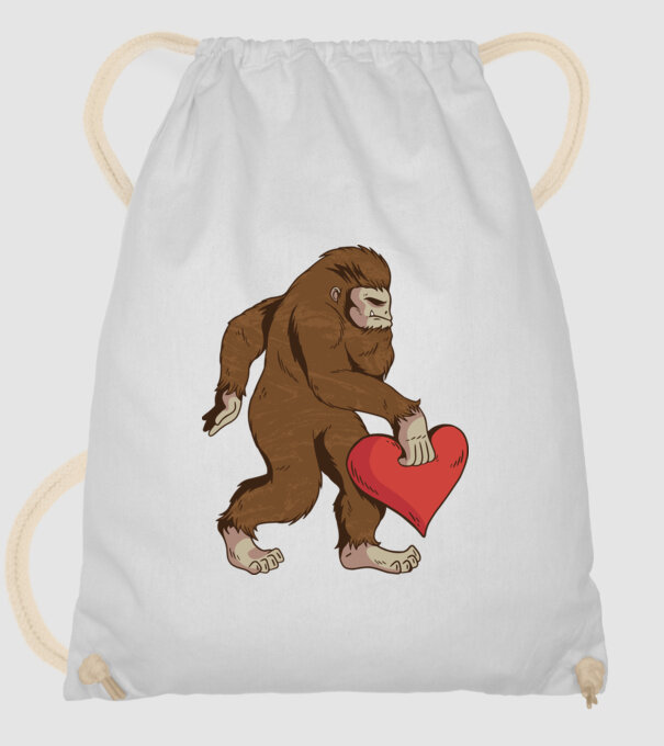 Bigfoot Yeti cu inimă model alb pe tricou