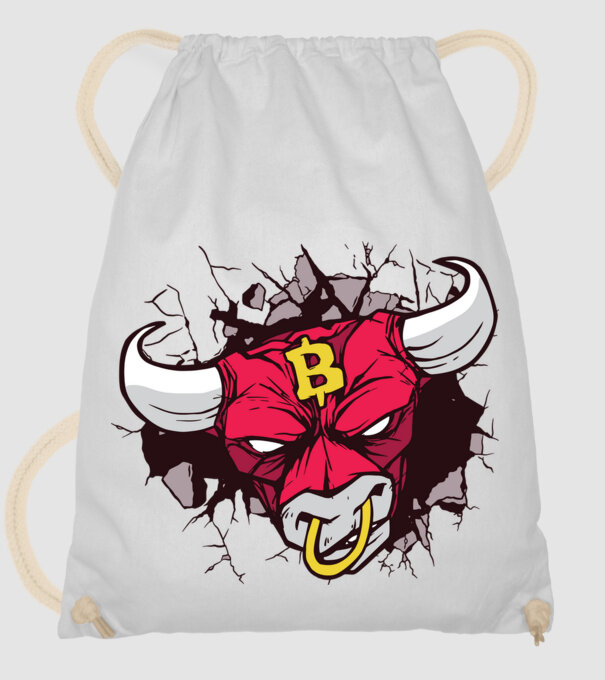Taur Bitcoin model alb pe tricou