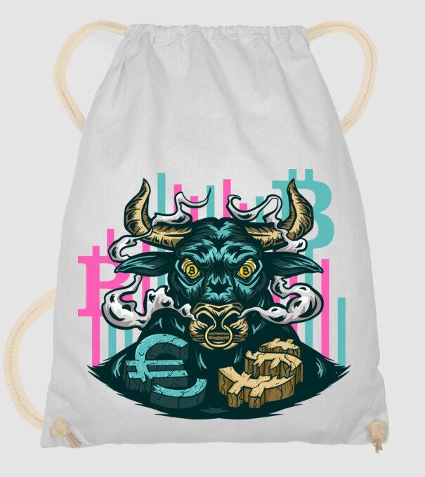 Taur Bitcoin model alb pe tricou