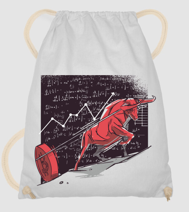 Taur Bitcoin model alb pe tricou