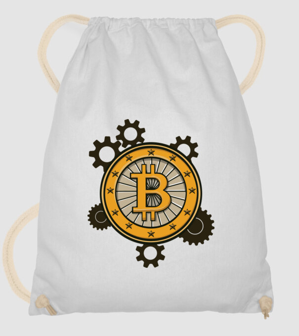 Mecanică Bitcoin model alb pe tricou