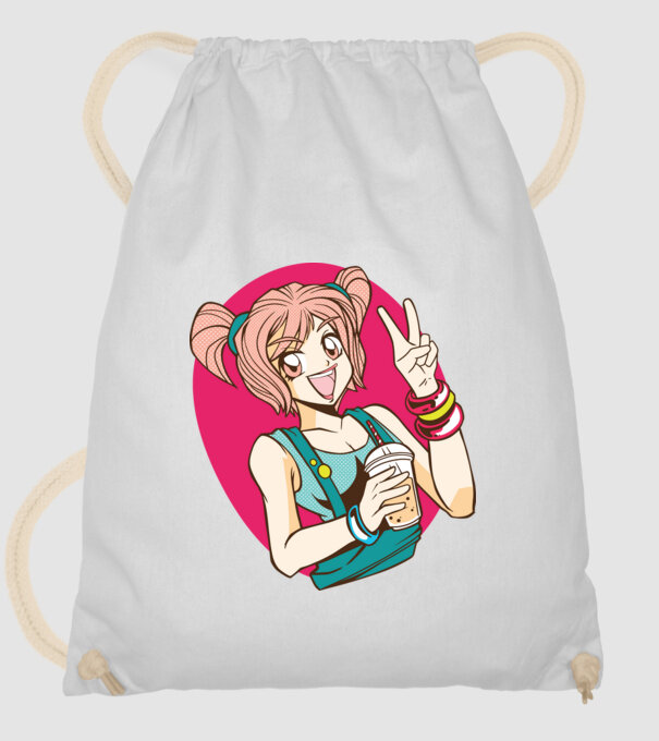 Bobba fată Anime model alb pe tricou