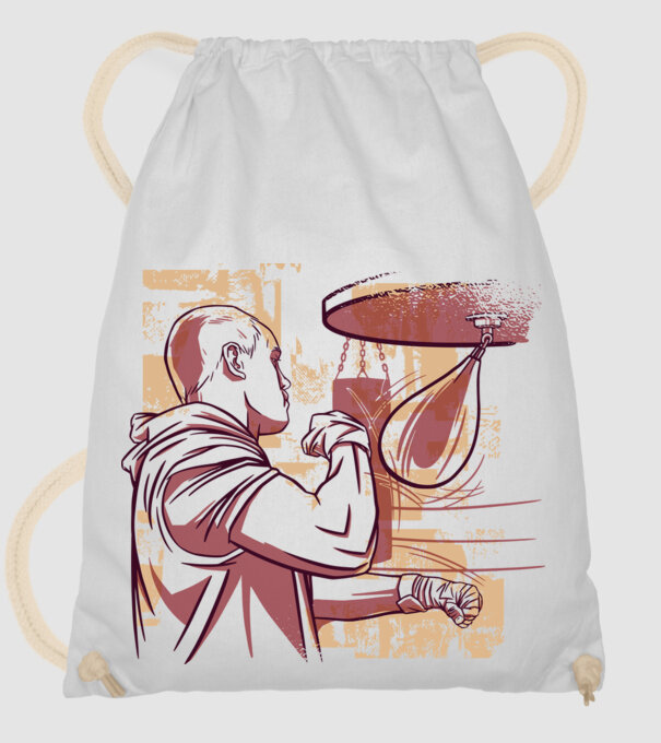 Pugilist model alb pe tricou
