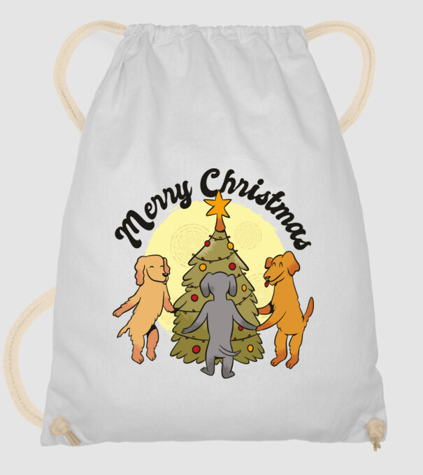 Crăciun fericit cu câine model alb pe tricou