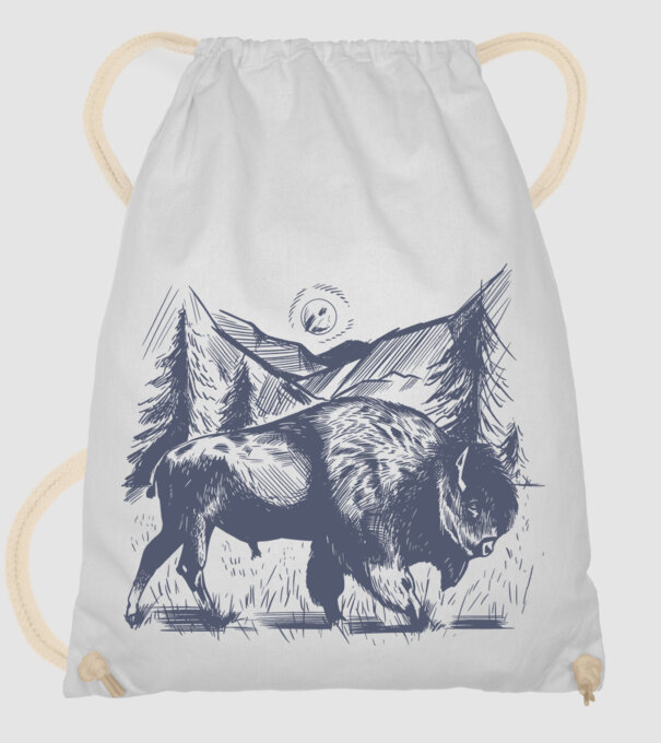 Bizon model alb pe tricou