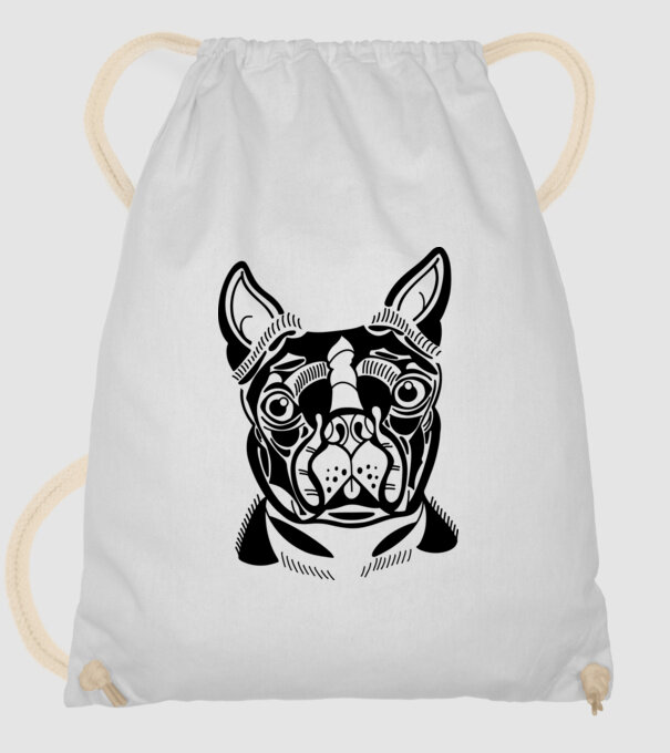Câine Boston Terrier model alb pe tricou