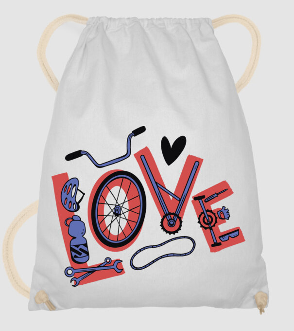 Love Bicicletă model alb pe tricou