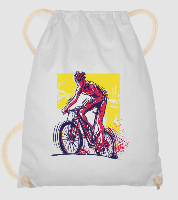 Ciclist model alb pe tricou
