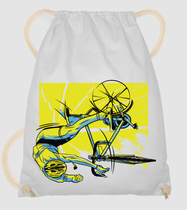 Cădere cu bicicletă model alb pe tricou