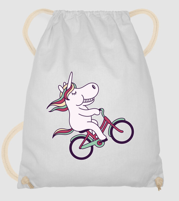 unicorn cu bicicletă model alb pe tricou
