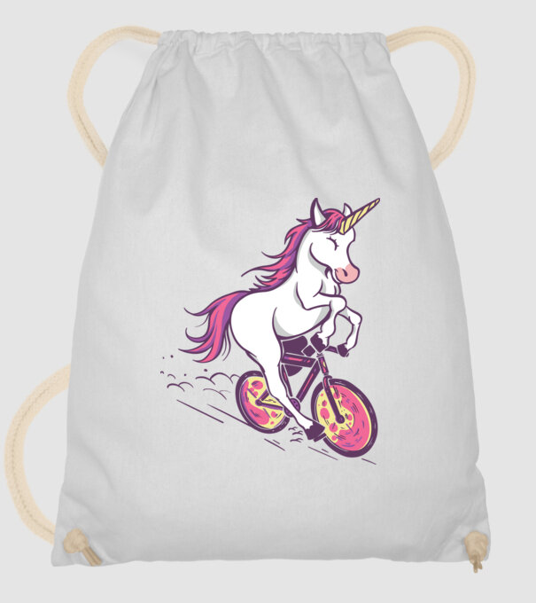 unicorn cu bicicletă model alb pe tricou