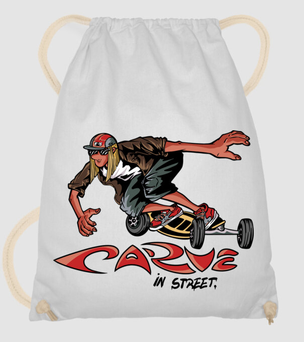 Carveboard Longboard model alb pe tricou