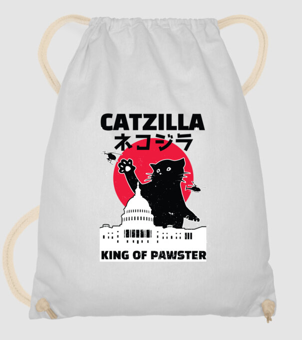 Catzilla - Pisică Godzilla model alb pe tricou