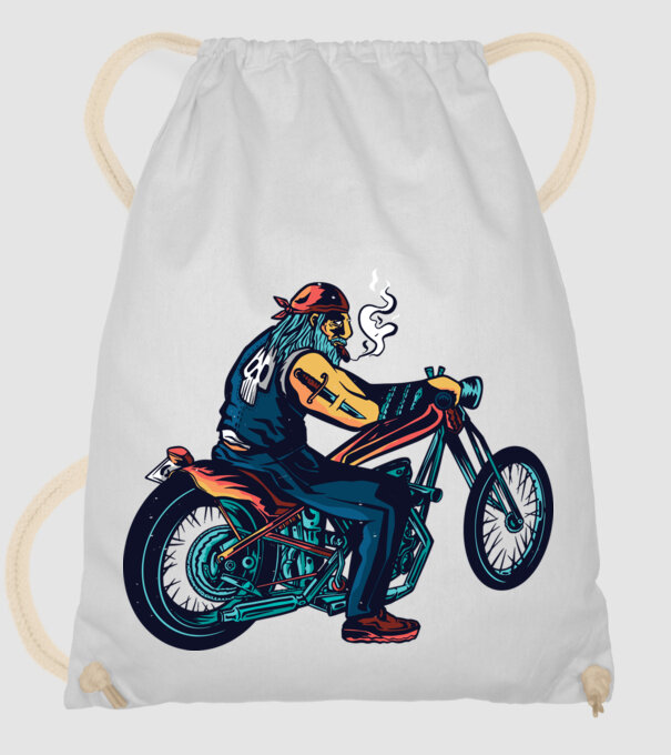 Motociclist Chopper model alb pe tricou