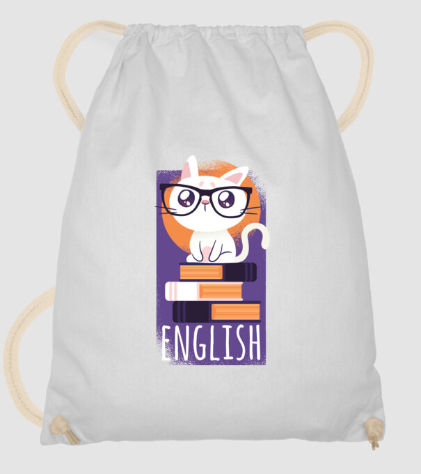 Pisică cu cărți model alb pe tricou
