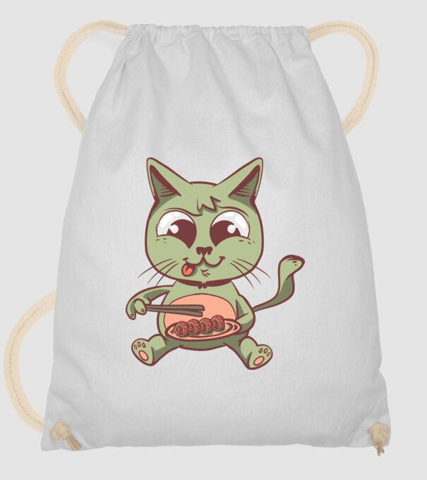Pisică Sushi model alb pe tricou