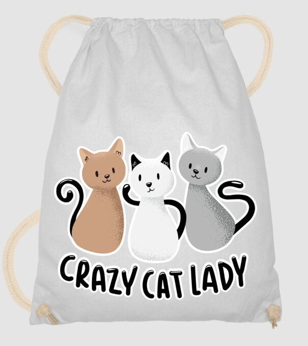 Crazy Cat Lady - fată nebună cu pisică model alb pe tricou