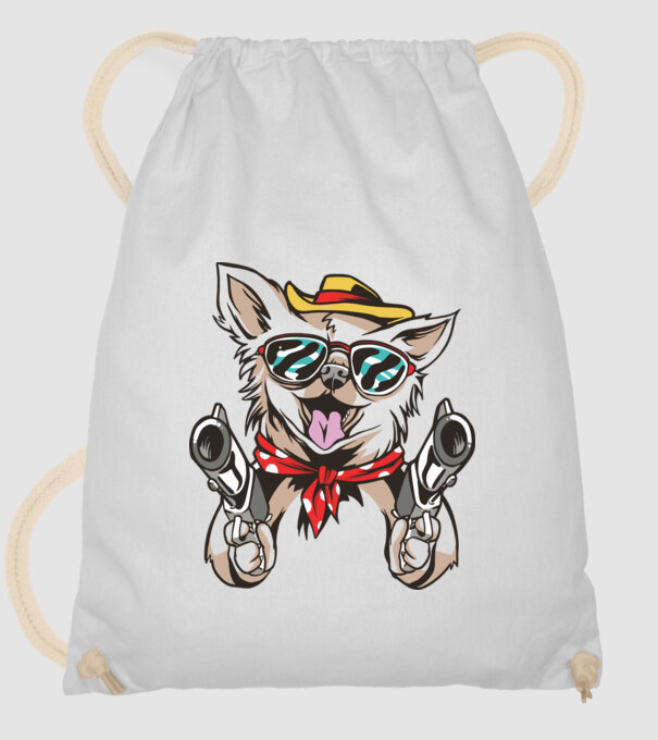 Chihuahua cu Pistol model alb pe tricou