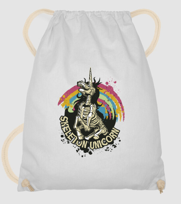 Schelet unicorn model alb pe tricou