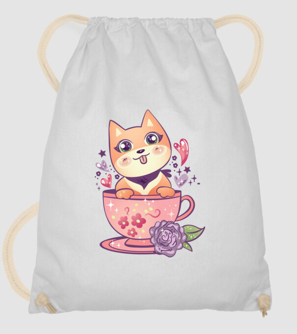 Câine drăguț Anime model alb pe tricou