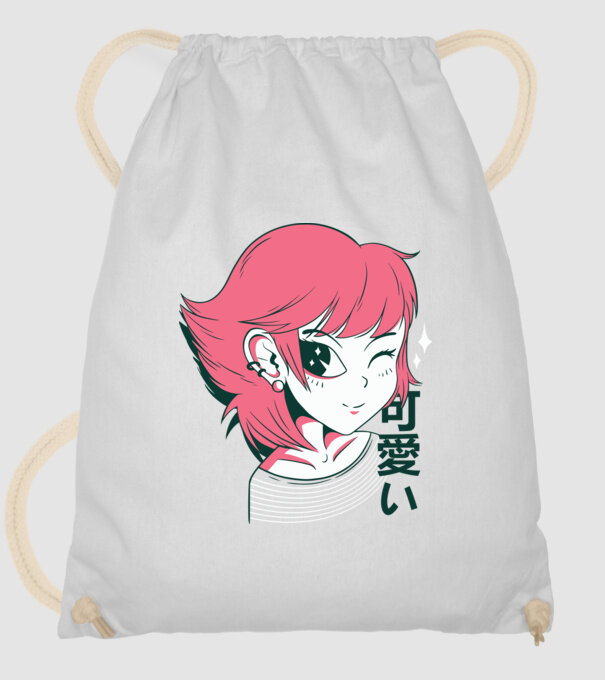 Fată drăguță Anime model alb pe tricou