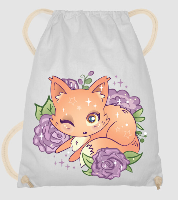 Vulpe Drăguță Anime model alb pe tricou
