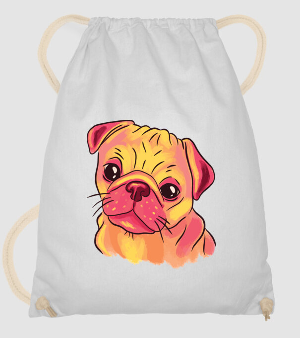 Cap de Mops drăguț model alb pe tricou